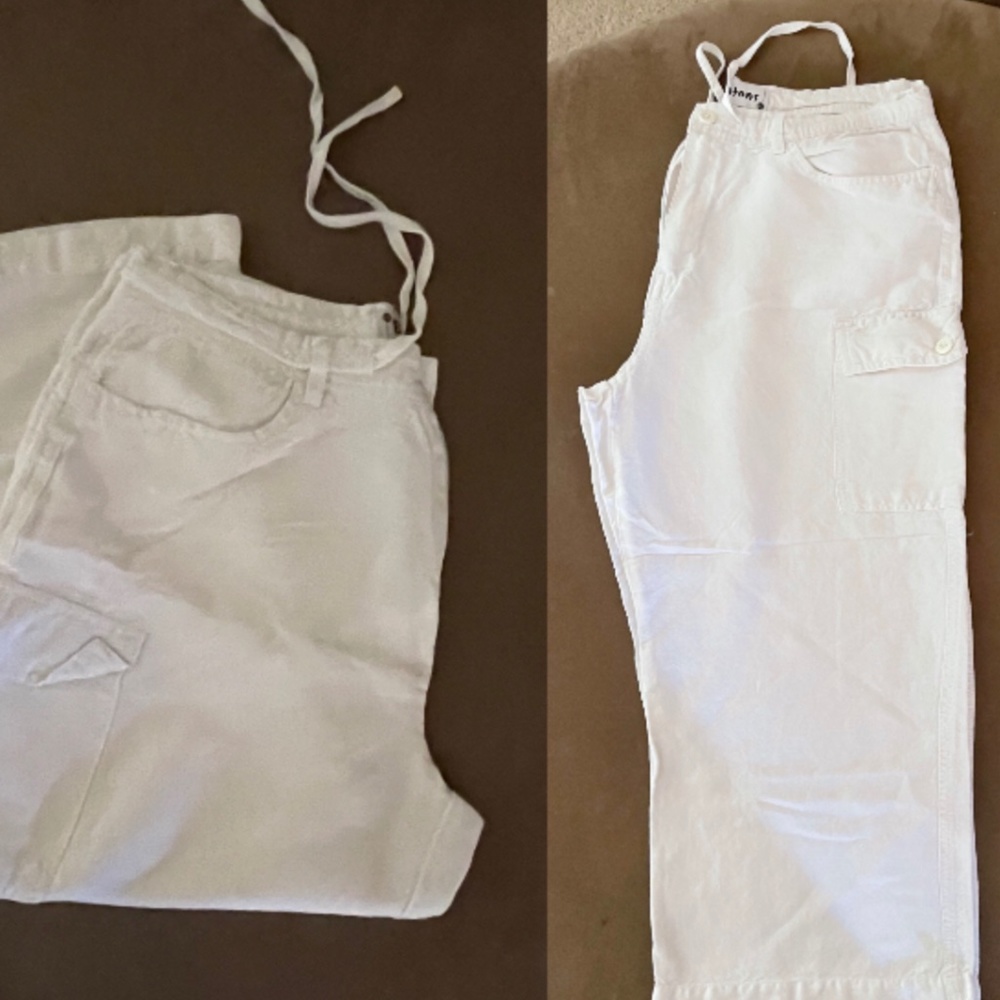 2 melons/buttons brand linen/rayon capri size m